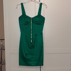 Satin Green Evening Mini Dress - small